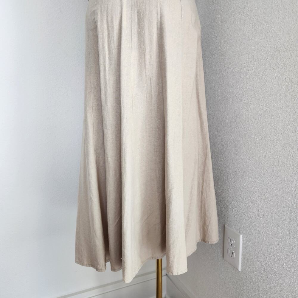 Vintage 90s Linen Blend Two Piece Skirt Set Collared Button Down Top Prairie L - Picture 9 of 14